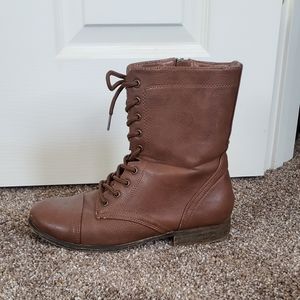 Brown combat boots